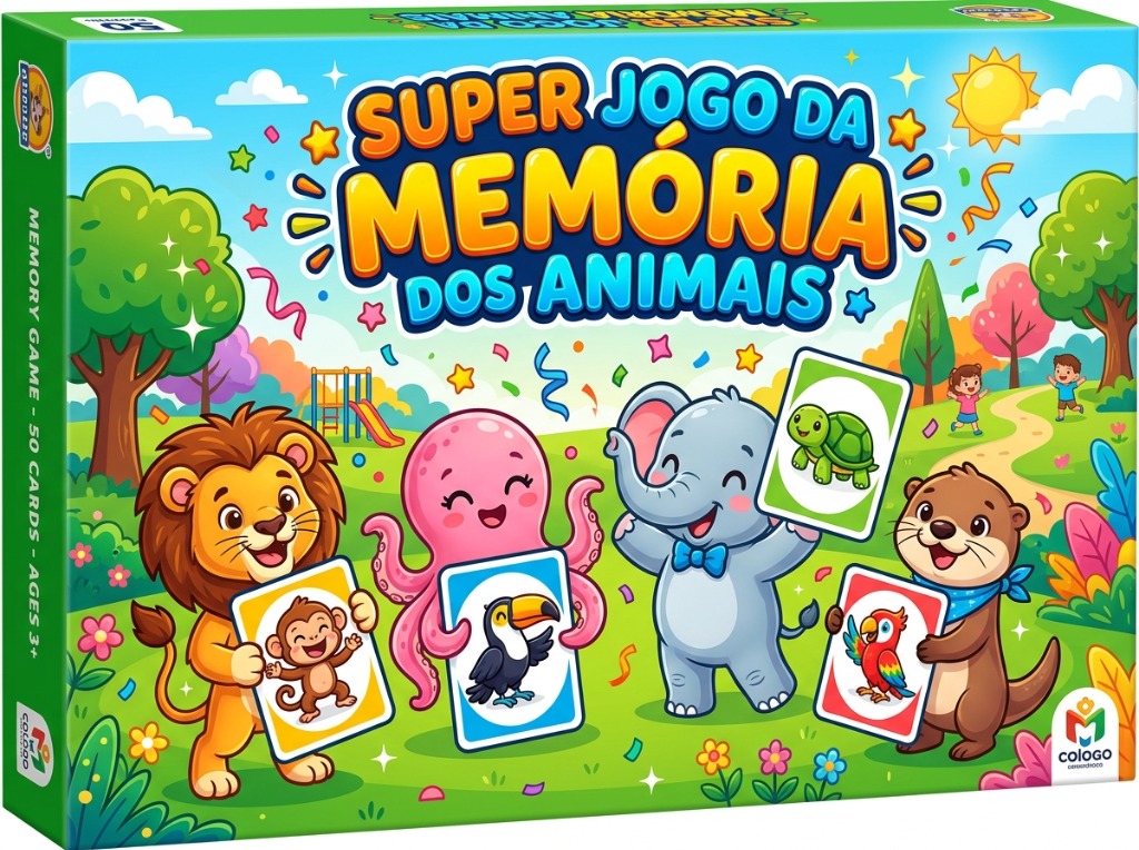 Super Jogo da Memória dos Animais 50 Cartas